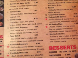 Hacienda El Charro menu