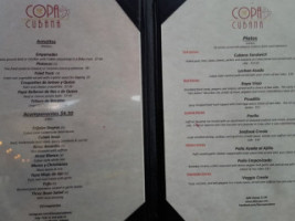 The Copa Cubana menu