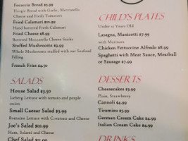 Joe’s Italian menu