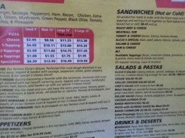 Elicia's Pizza menu