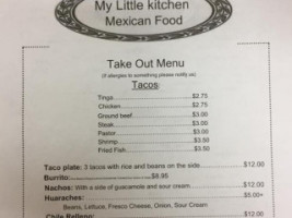 My Little Kitchen Mexican Food menu