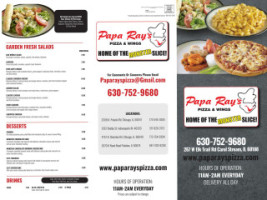 Papa Ray's Pizza Wings menu