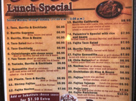 Los Rancheros Mexican Grill menu