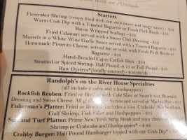 Randolph's On The River menu