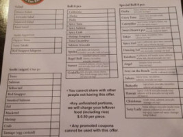 Sushi Yu menu