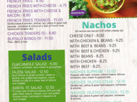 Santa Fe Mexican Grille menu