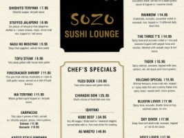 Sozo Sushi menu