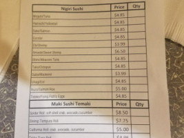 Teru Sushi menu