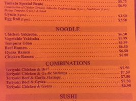 Yamato Teriyaki menu