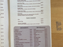 Zara Cafe Grill menu