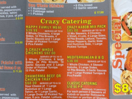 Crazy Falafel Granada Hills menu