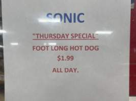 Sonic Drive-in menu