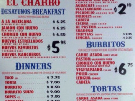 Taquería El Charro I menu