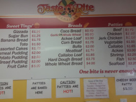 Taste Rite Jamaican Bakery menu