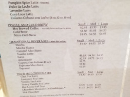 Tierra Mia Coffee menu