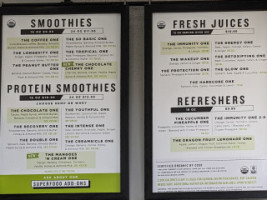 Clean Juice menu