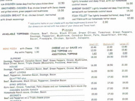 Costas Pizza Steakhouse menu