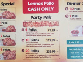 Lennox Pollo menu