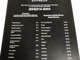 Hibachi Express menu