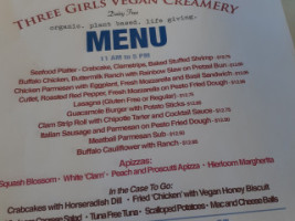 Three Girls Vegan Creamery menu