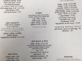 Fat Tuesday's menu