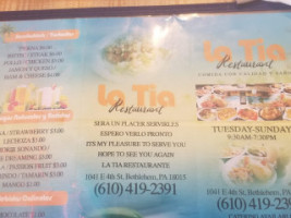 La Tia menu