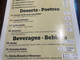 Lima Limon menu