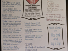 Sub Stop Cafe menu