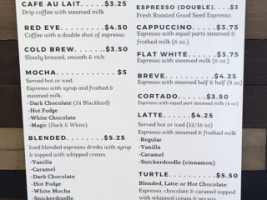 One Room Escapes Coffee menu