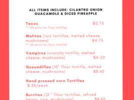 Tacos Tijuana menu