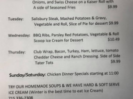 Stoney Ridge Inn menu