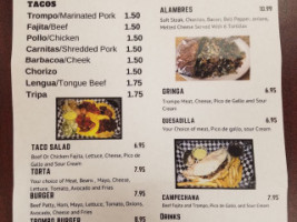 Tacos El Gordo menu