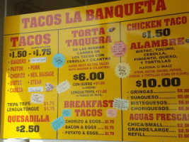 Tacos La Banqueta menu