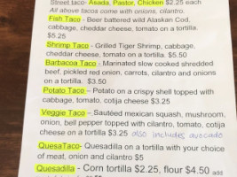 Pierpont Tacos menu