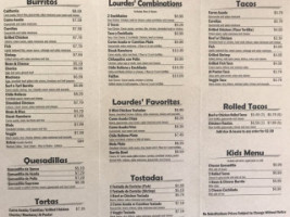 Lourdes Mexican Food menu