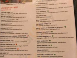 Teji’s Indian menu