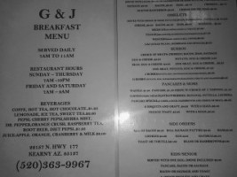 G.j. Restaurant Bar&grill menu