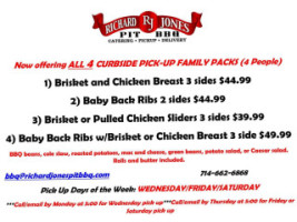 Richard Jones Pit Bbq Catering menu