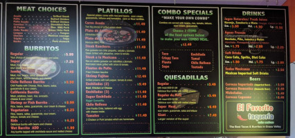 El Favorito Taqueria menu