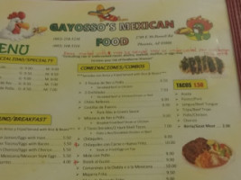 Gayosso's Mexican Food menu