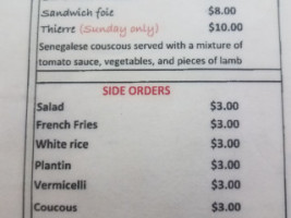 Chez Rama Senegalese Cuisine menu