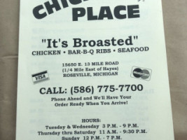 Chicken Place menu