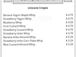 Unicone Crepes menu