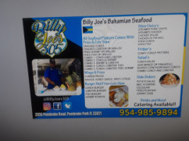 Billy Joe's 305 Bahamian Seafood menu