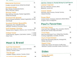 Paul's Landing menu