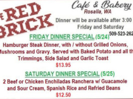 The Red Brick Cafe And Bakery menu