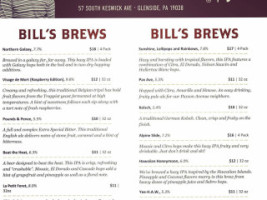 Bill's Best Brewery menu