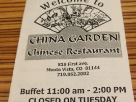 China Garden Chinese menu