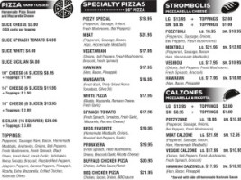 Pozzy Bros. Pizza menu