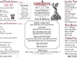 Carmen's Coffee Company menu